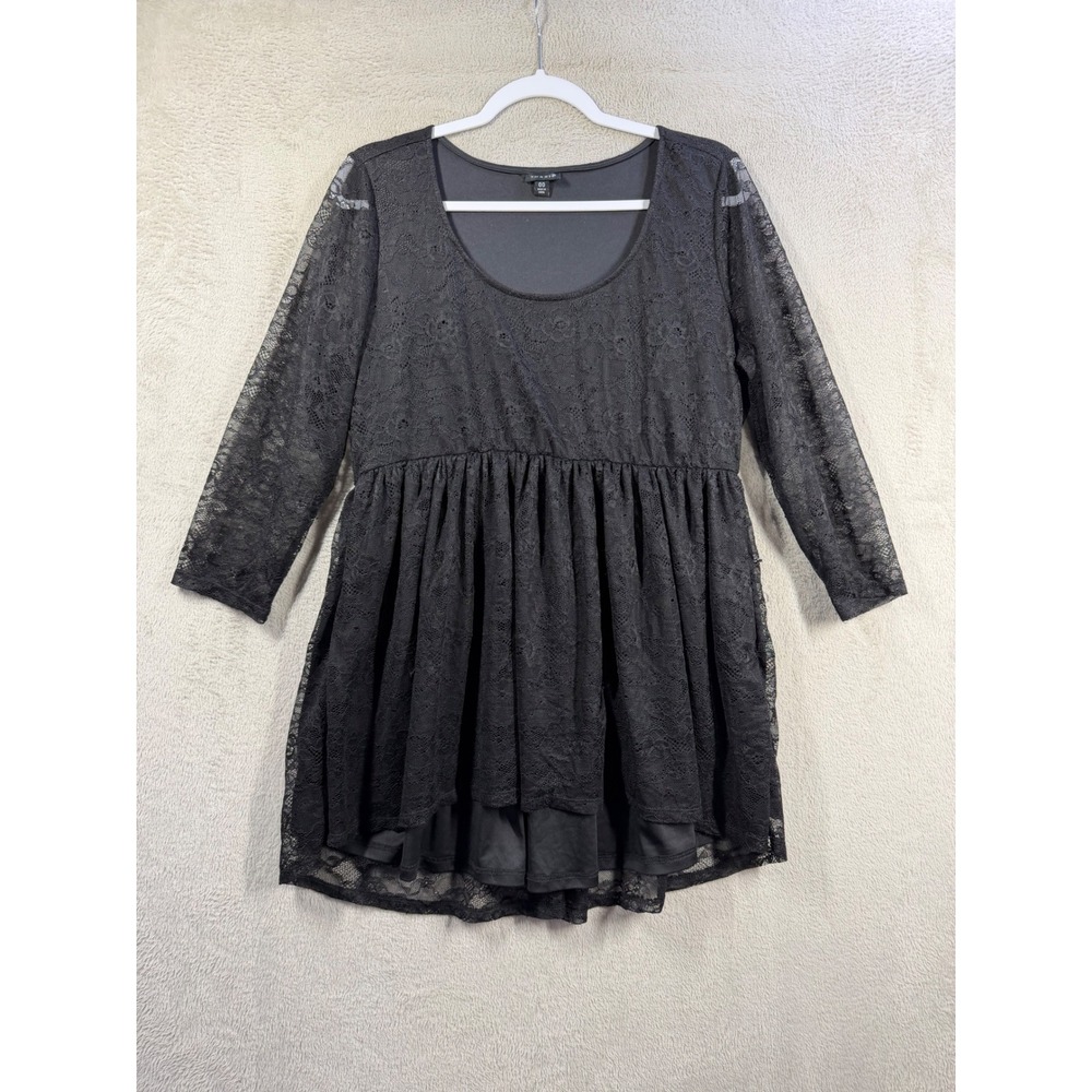 Torrid Babydoll Top Women M/L Black Lace Whimsigoth Dark Romance Witchy